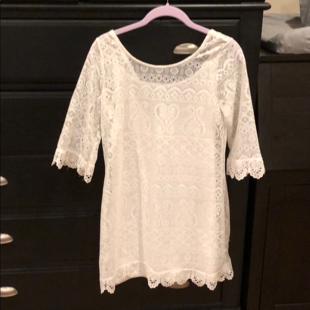 NWT mini white lace detail dress